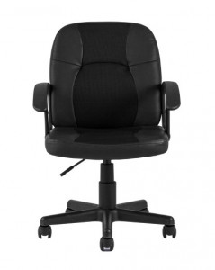 Кресло офисное TopChairs Comfort, экокожа+сетка, черное